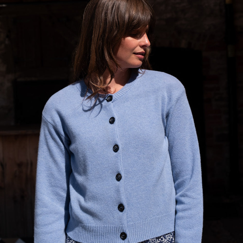 Eva Crew Neck Wool Cardigan