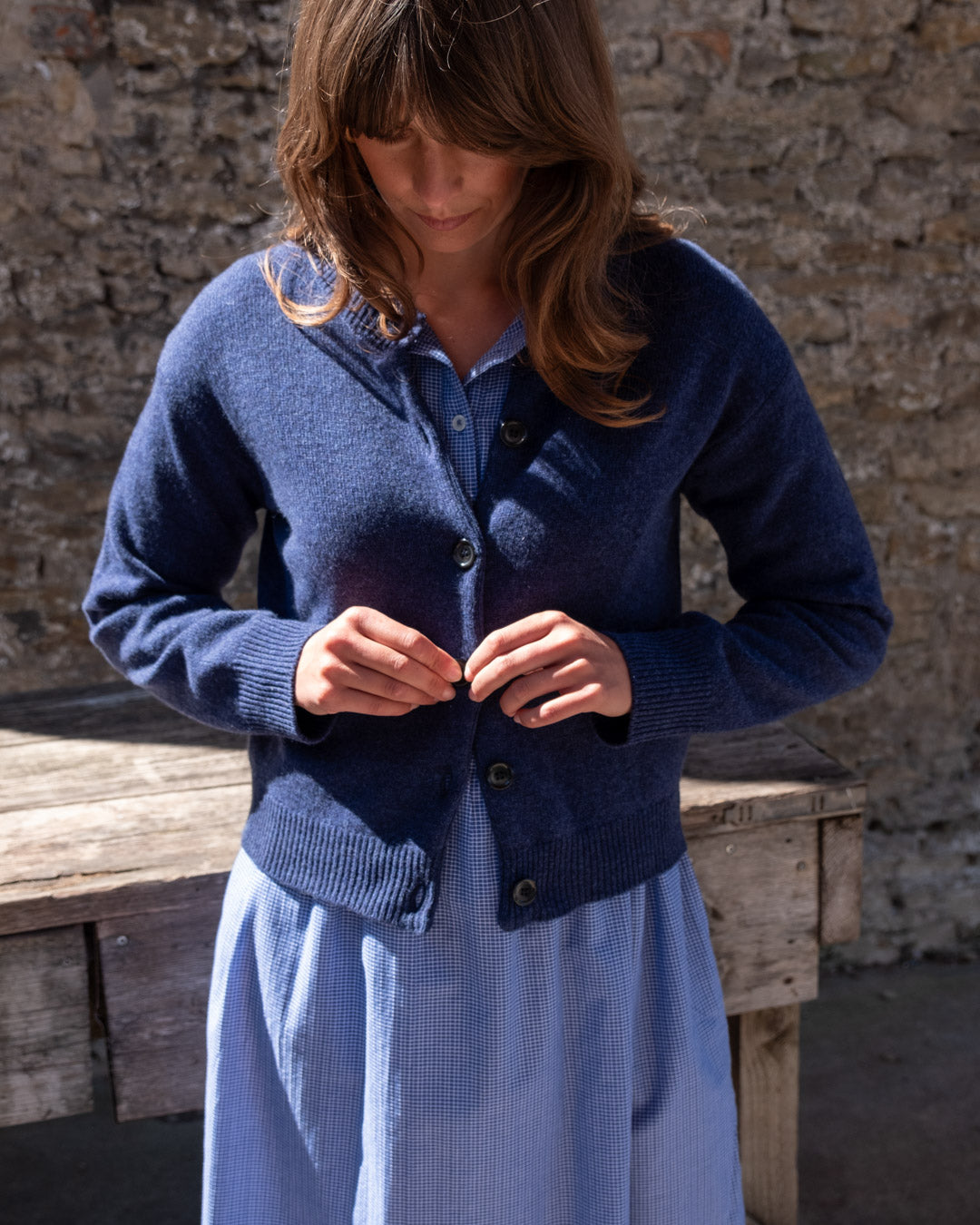 Eva Crew Neck Wool Cardigan